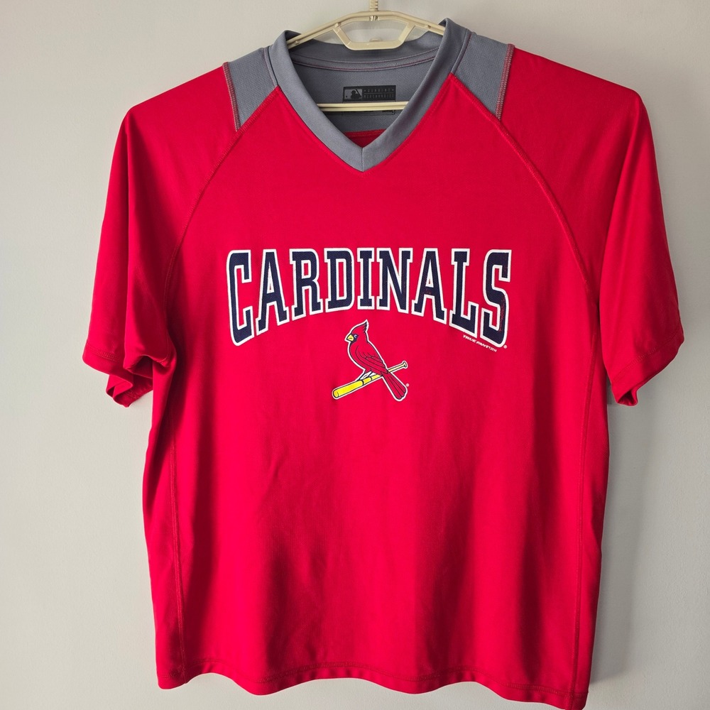 MLB‎ St. Louis Cardinals True Fan Baseball T-Shirt Mens 2XL Red Gray